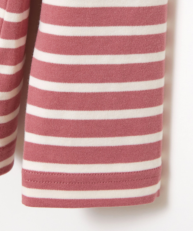 起毛ボーダー タートルネックカットソー