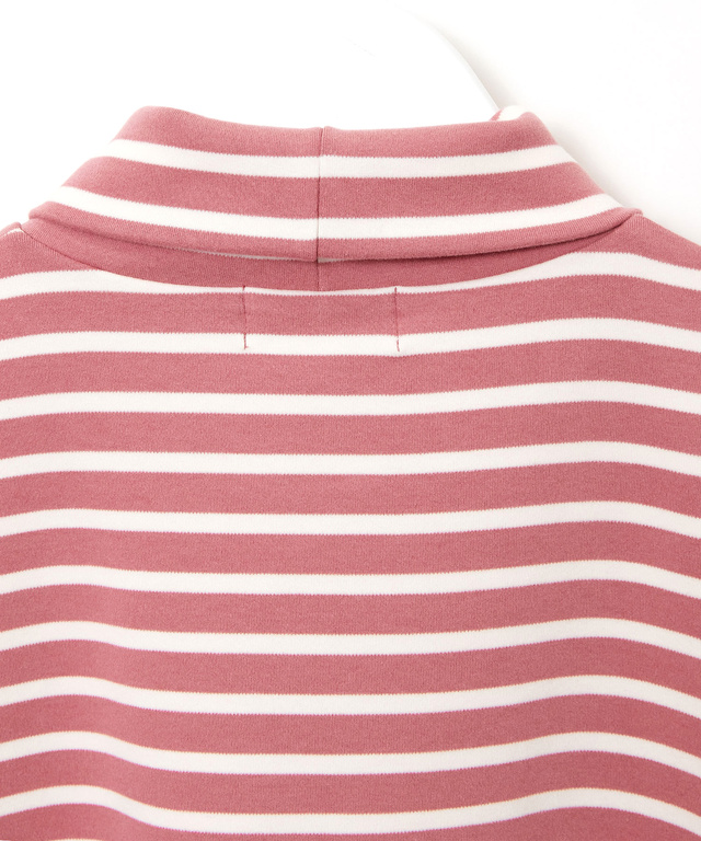 起毛ボーダー タートルネックカットソー