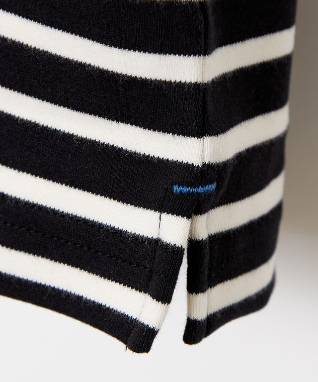 起毛ボーダー タートルネックカットソー