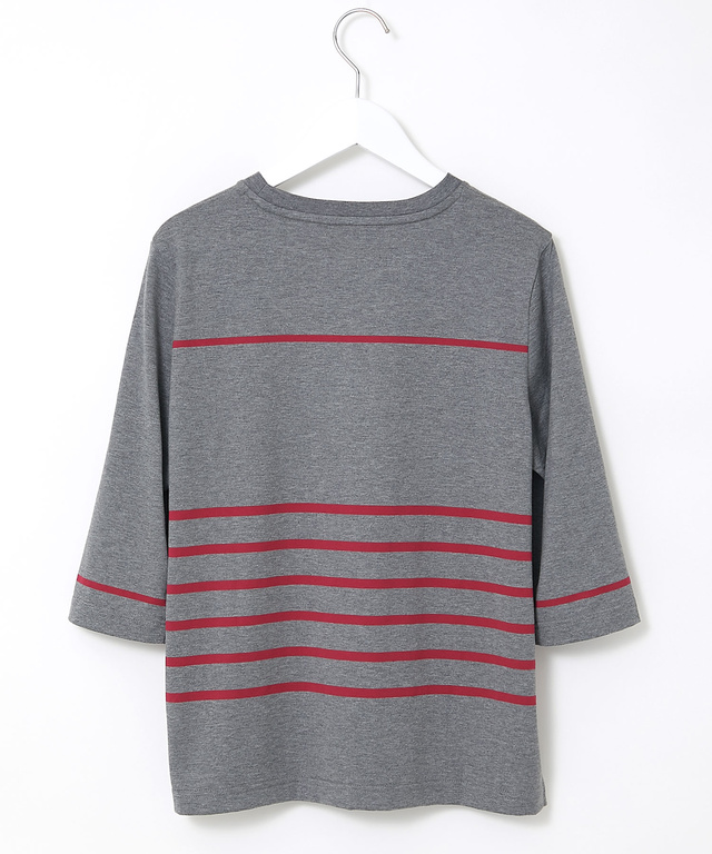 天竺 ボーダー クルーネック カットソー