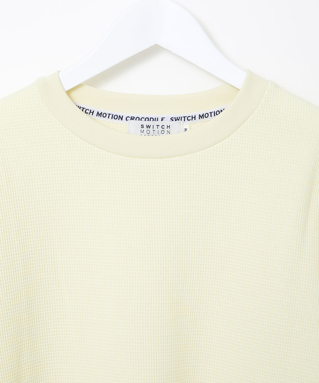 ワッフル生地 クルーネック カットソー