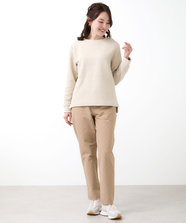 ブリスターチェック柄 ボタン付 トレーナー