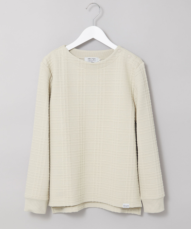 ブリスターチェック柄 ボタン付 トレーナー