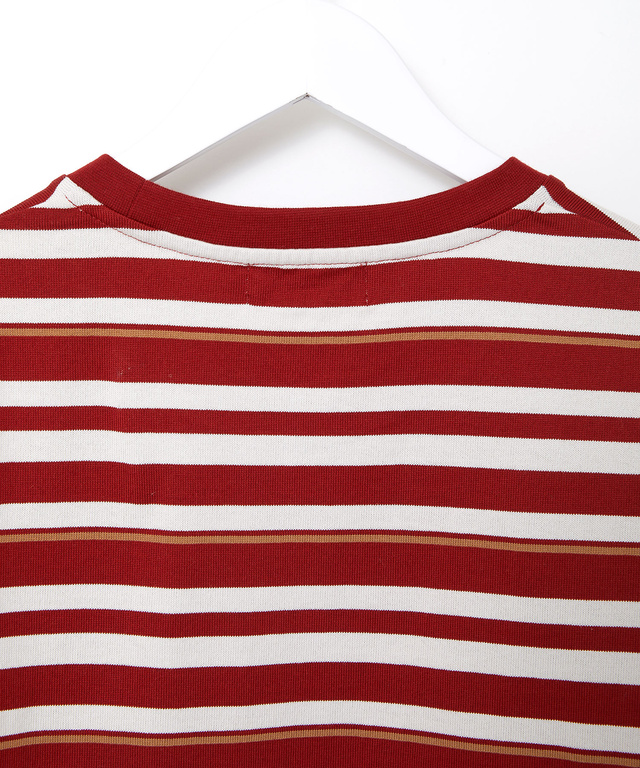 天竺 パネルボーダー クルーネックTシャツ