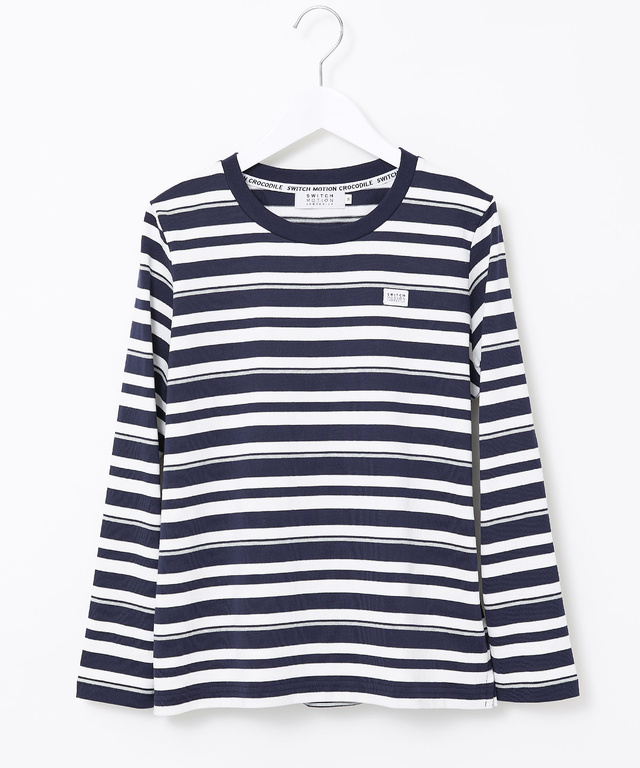 天竺 パネルボーダー クルーネックTシャツ