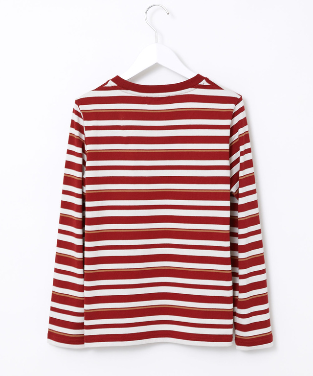 天竺 パネルボーダー クルーネックTシャツ