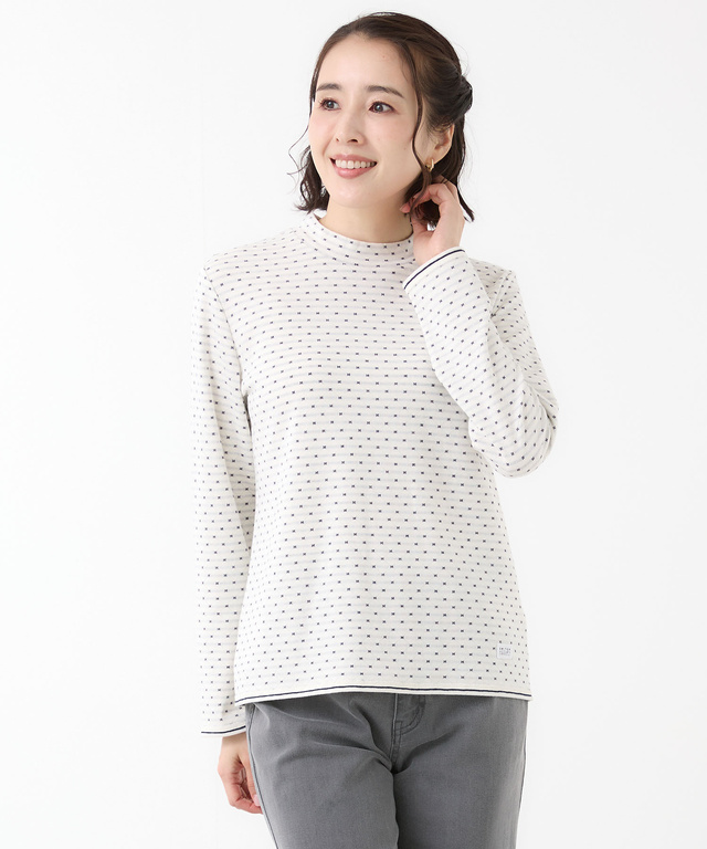 ドット柄 ジャカード カットソー