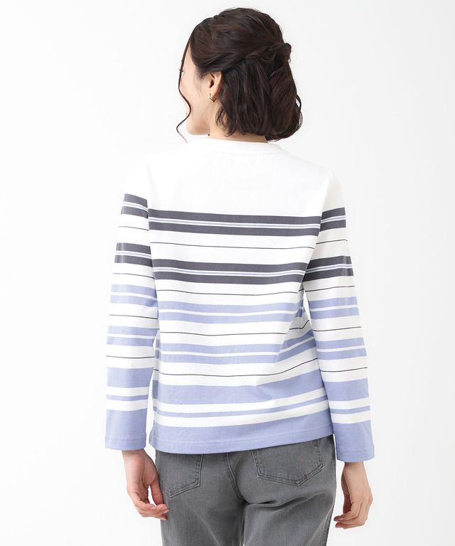 天竺 パネルボーダー カットソー