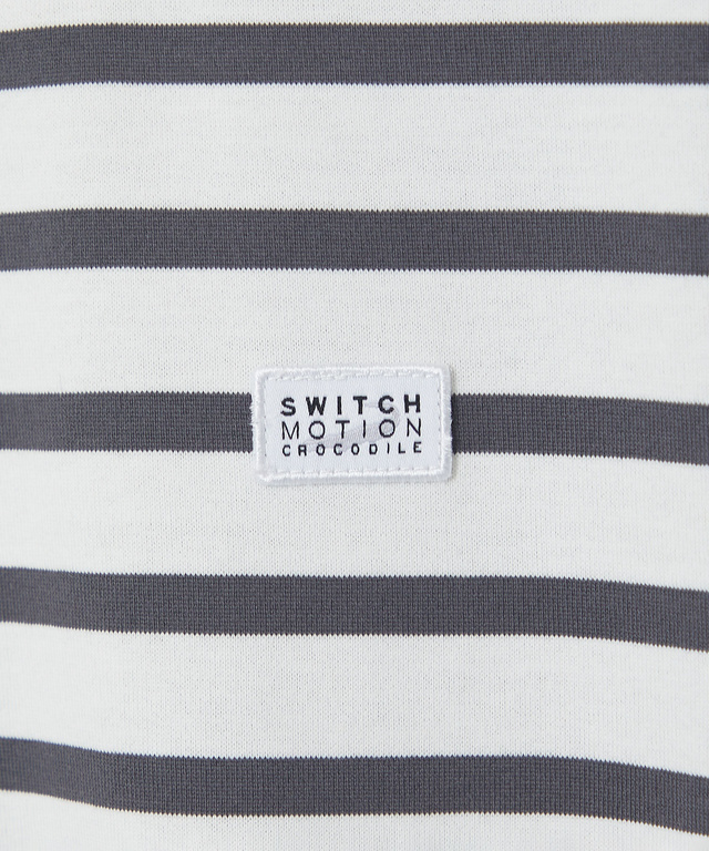 天竺 パネルボーダー クルーネック Tシャツ