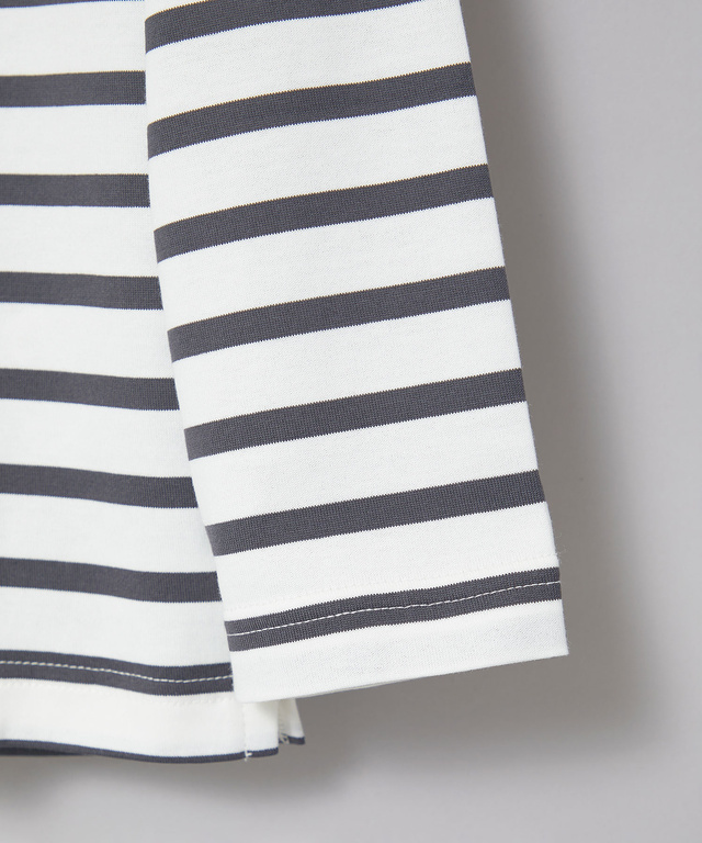 天竺 パネルボーダー クルーネック Tシャツ