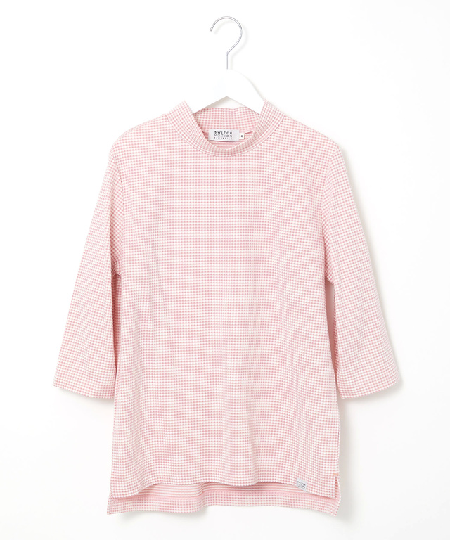 ギンガム ハイネック カットソー