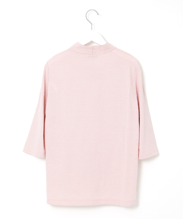 ギンガム ハイネック カットソー