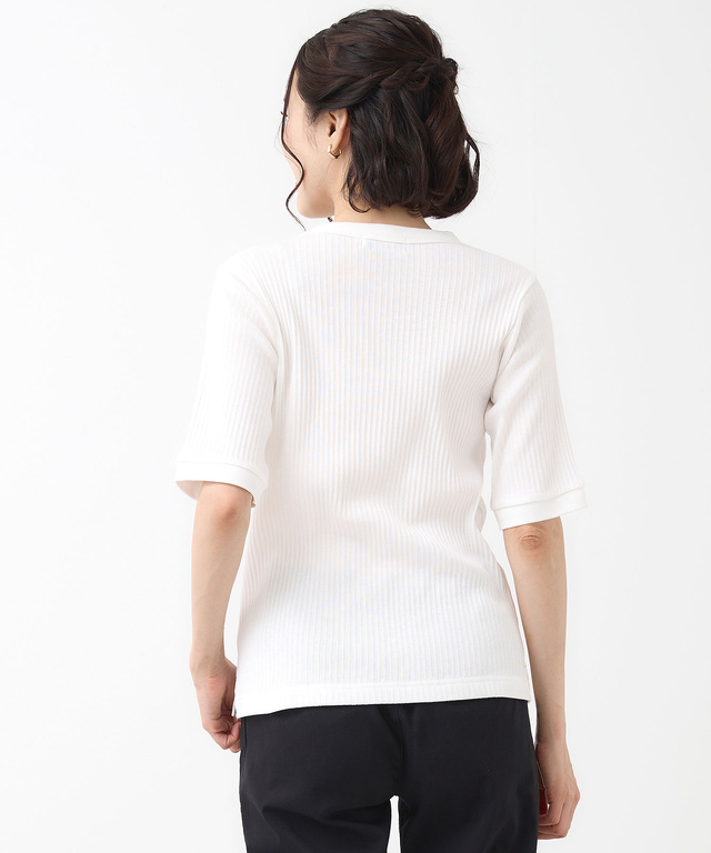 シアーストライプ クルーネック カットソー