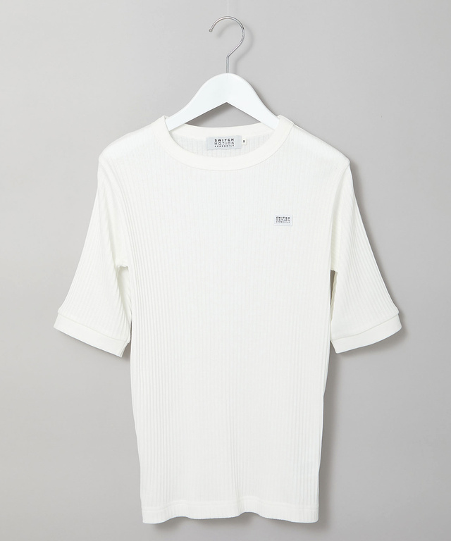 シアーストライプ クルーネック カットソー