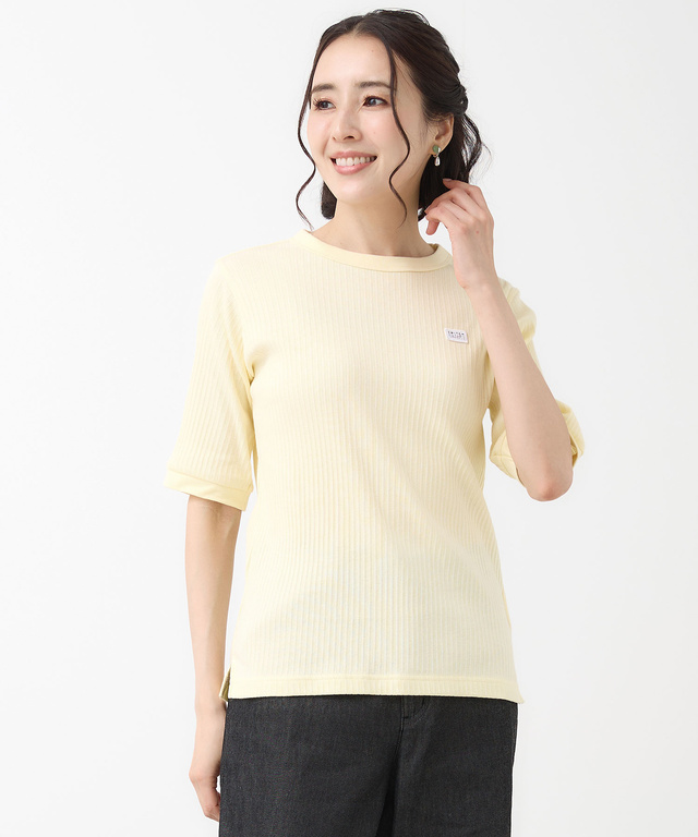 シアーストライプ クルーネック カットソー