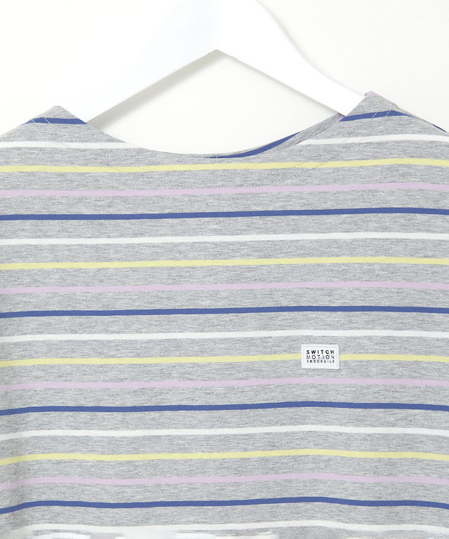 スノーコットン ボーダー 七分袖 Tシャツ【接触冷感】