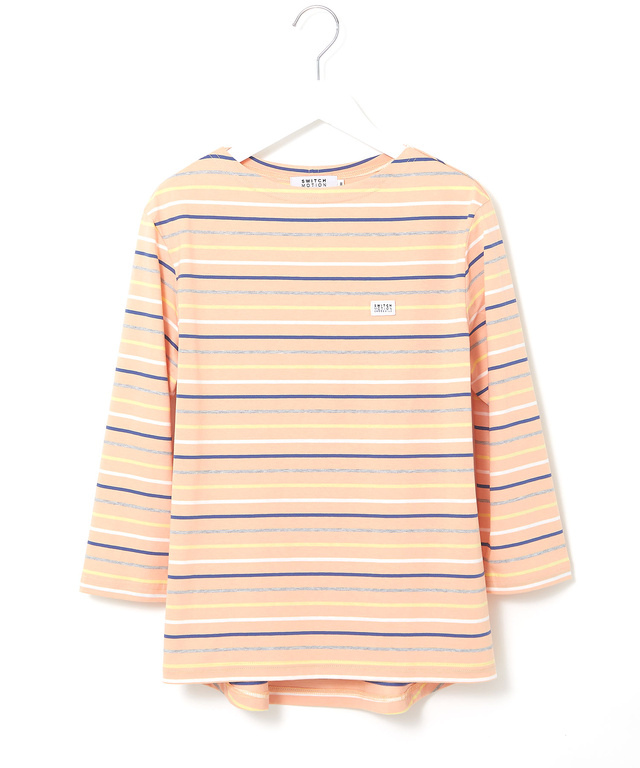 スノーコットン ボーダー 七分袖 Tシャツ【接触冷感】