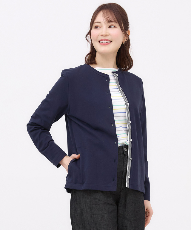 スノーコットン クルーネック カーディガン【接触冷感】