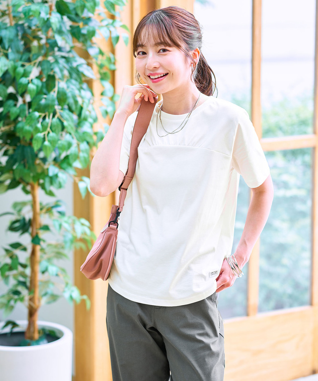 スノーコットン フロントギャザー Tシャツ【接触冷感】