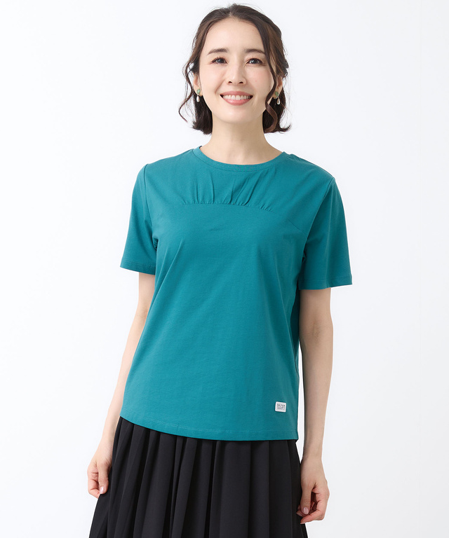 スノーコットン フロントギャザー Tシャツ【接触冷感】