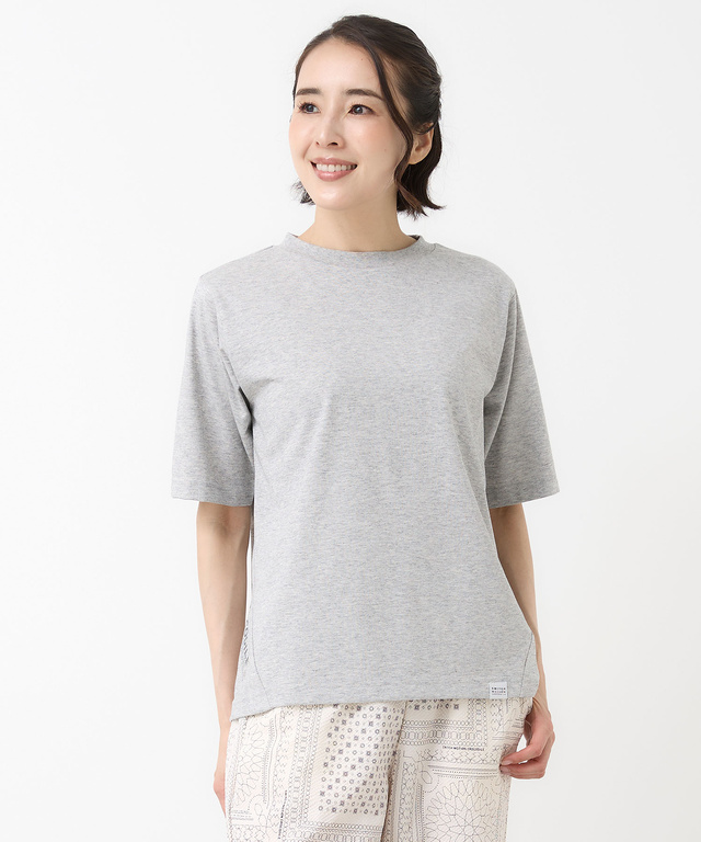 プレーティング天竺 切り替えロゴ Tシャツ【接触冷感】