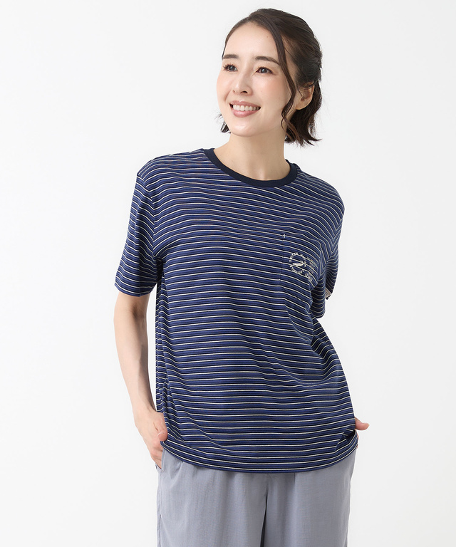 天竺 ボーダー Tシャツ【ウガンダ オーガニック コットン】