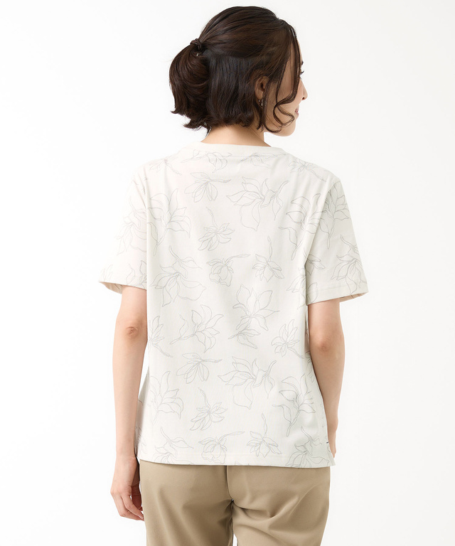 プレーティング天竺 花柄プリント Tシャツ【吸汗速乾】