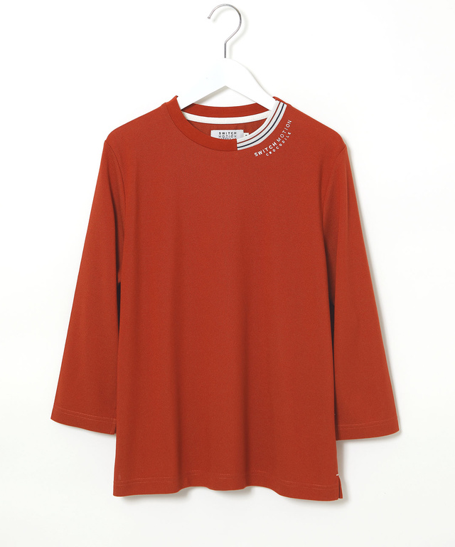 鹿の子編み  ボーダー配色 7分袖Tシャツ