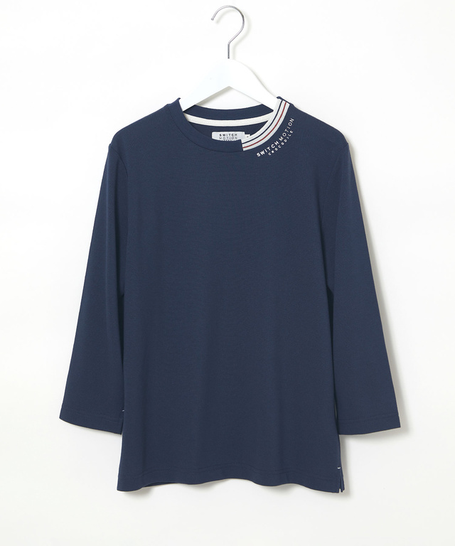 鹿の子編み  ボーダー配色 7分袖Tシャツ