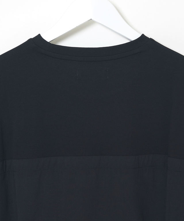 プレーティング天竺 異素材ドッキング 5分袖Tシャツ【吸汗速乾】