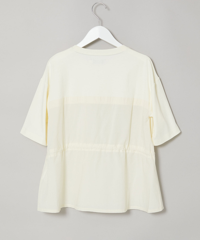 プレーティング天竺 異素材ドッキング 5分袖Tシャツ【吸汗速乾】