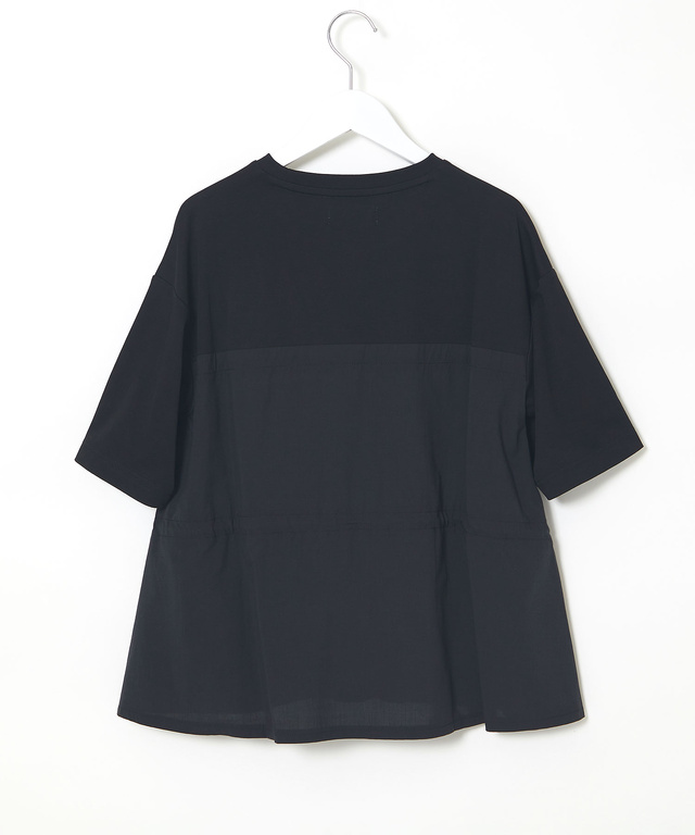 プレーティング天竺 異素材ドッキング 5分袖Tシャツ【吸汗速乾】