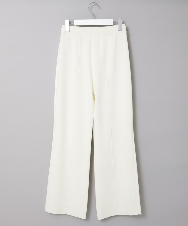 ピンタック ダブルジャカード ニットパンツ【手洗いOK】