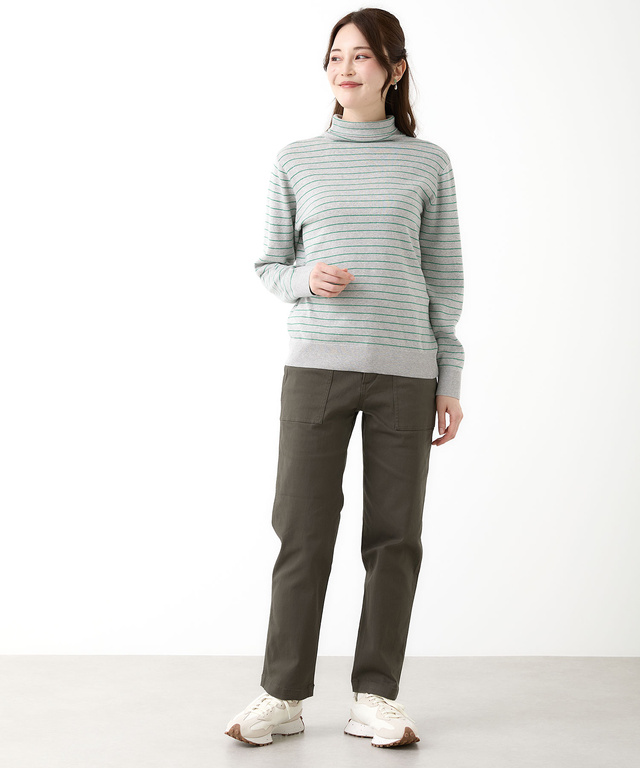 タートルネック 配色 ニット【手洗いOK】