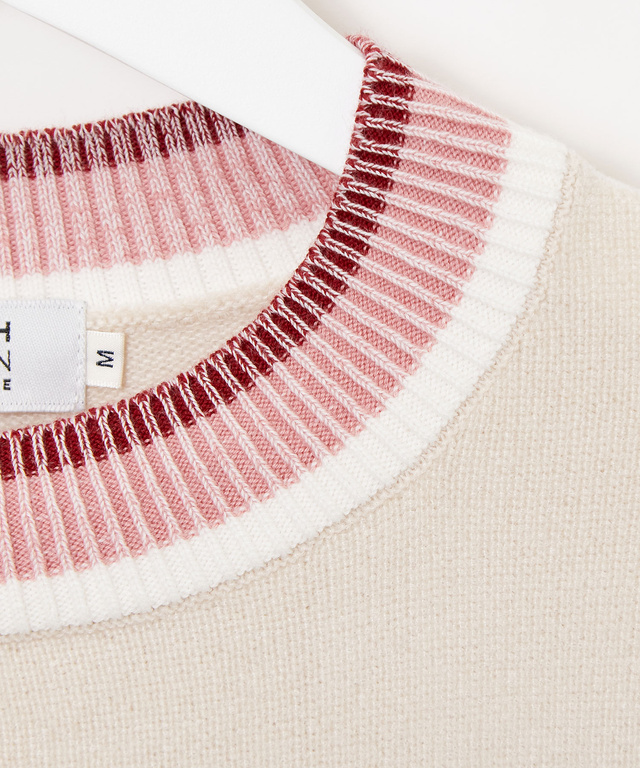 襟配色 ハイネックプルオーバー ニット