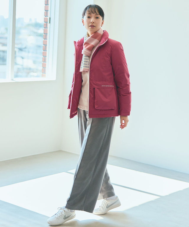 襟配色 ハイネックプルオーバー ニット