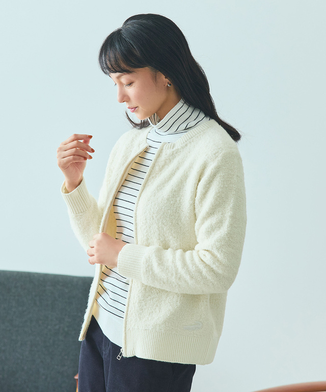 ブークレー ジップ ニットアウター