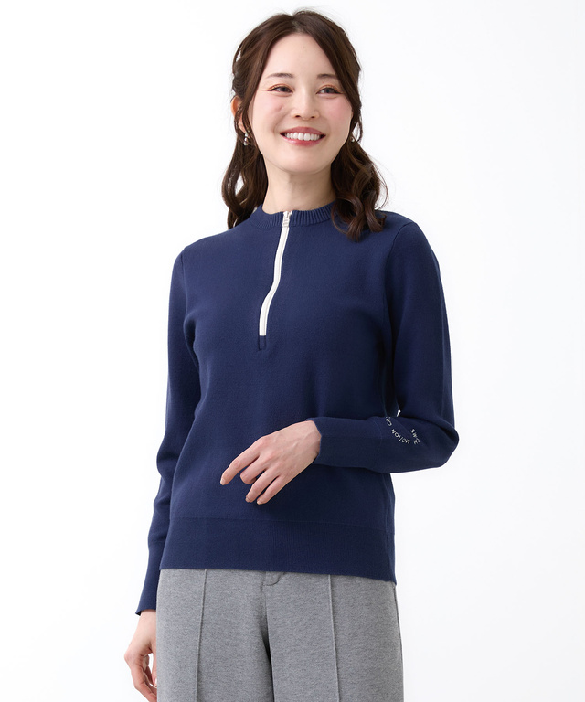 ハーフジップ プルオーバー ニット