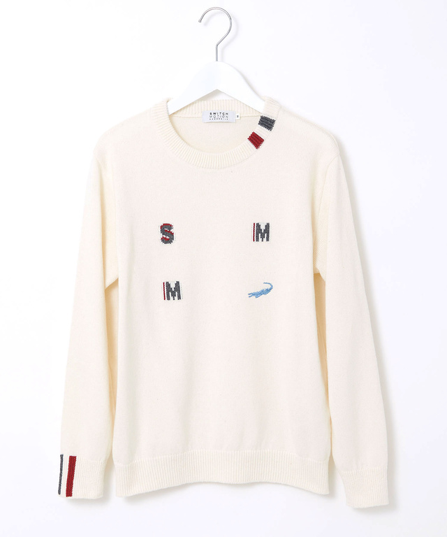 ロゴ クルーネック ニット【日本製】