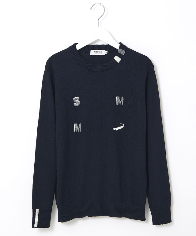 ロゴ クルーネック ニット【日本製】