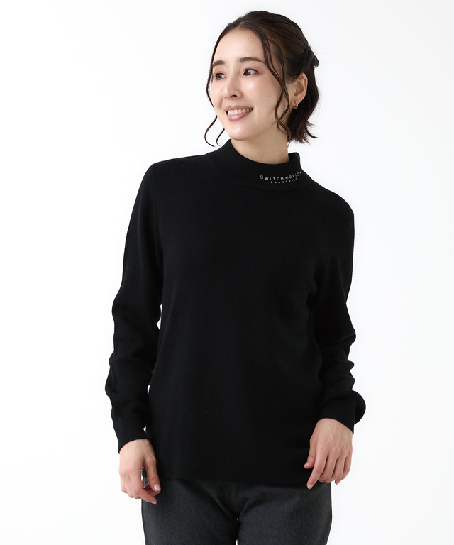 ハイネック リブデザイン ニット