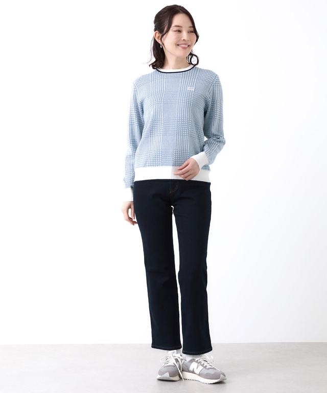 ウールブレンド 千鳥柄チェック 配色 ニット