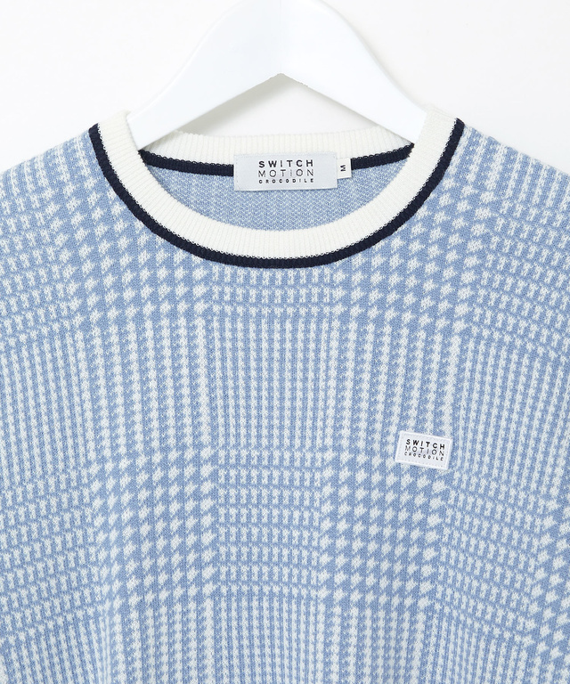 ウールブレンド 千鳥柄チェック 配色 ニット