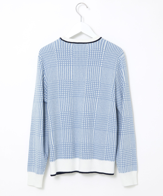 ウールブレンド 千鳥柄チェック 配色 ニット