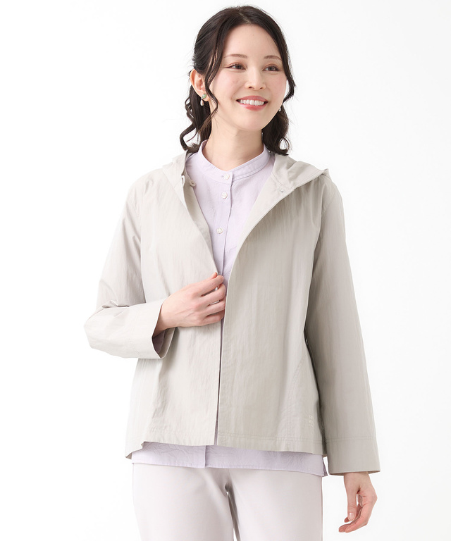 フロントボタン フーデッドジャケット【手洗いOK】