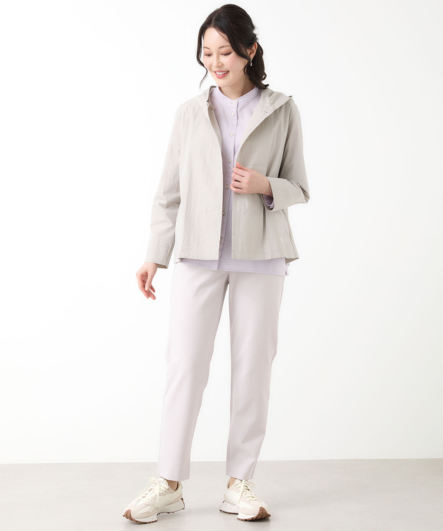 フロントボタン フーデッドジャケット【手洗いOK】