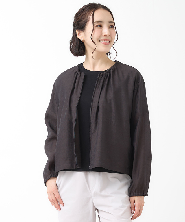 ギャザーデザイン シアーブルゾン【手洗いOK】