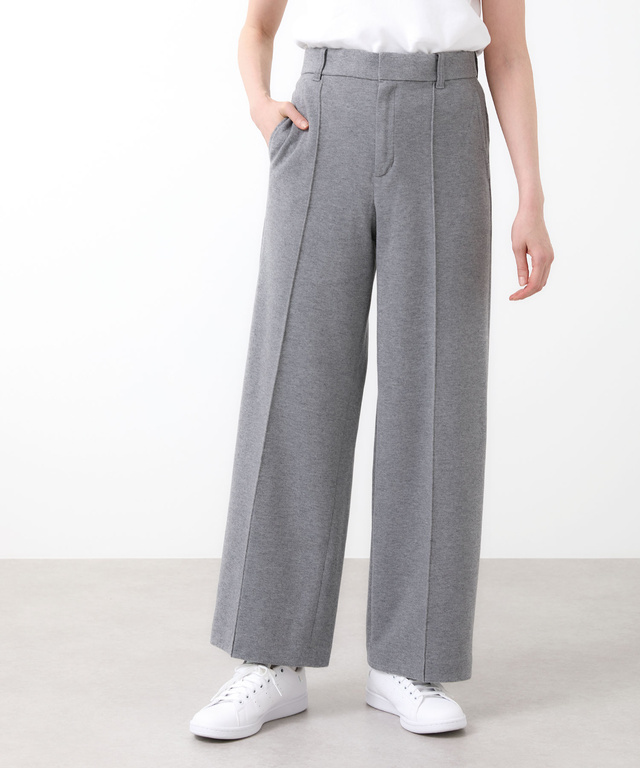 ジャージ素材 セミワイド パンツ