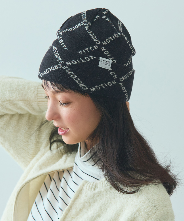 総柄デザイン ニット キャップ